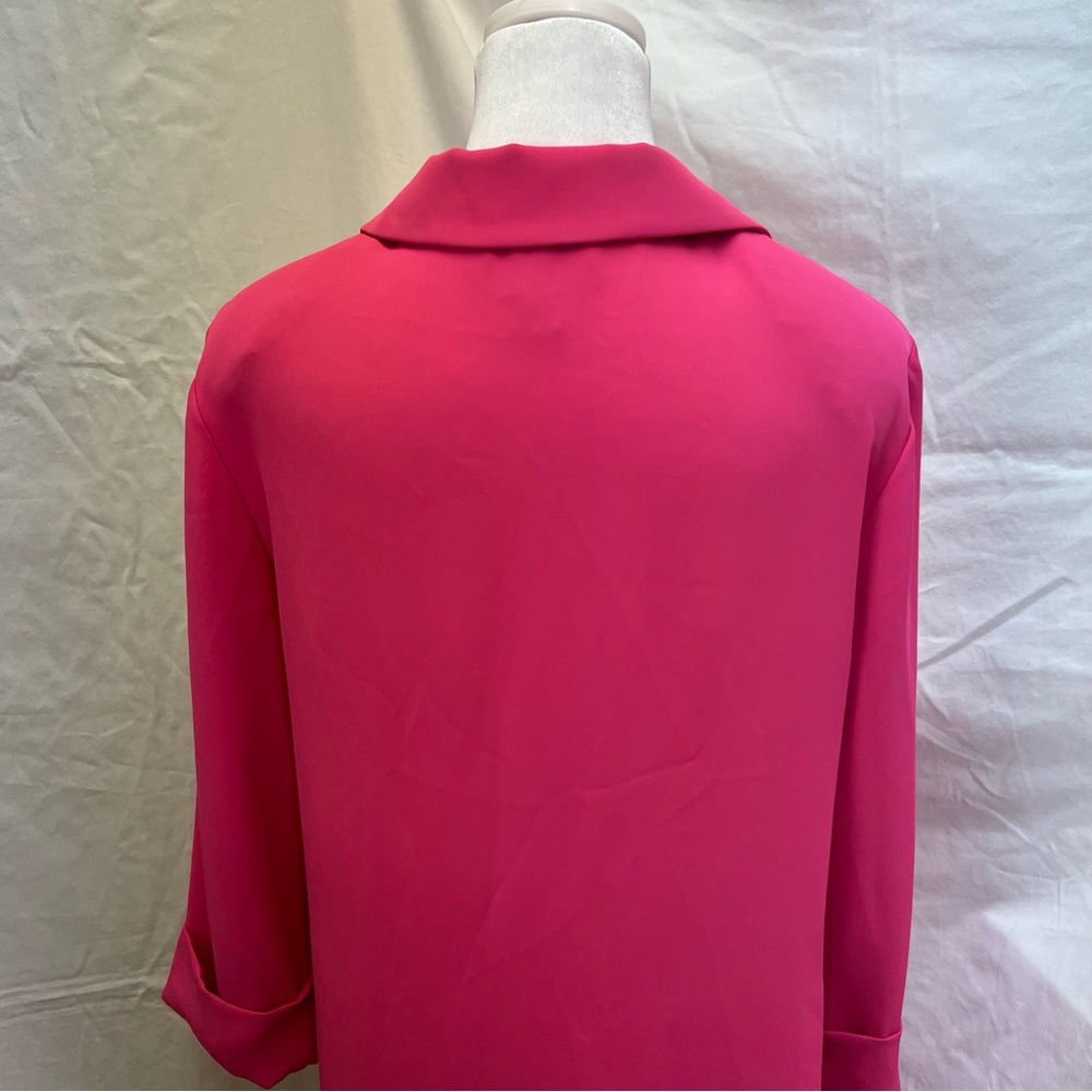 Joseph Ribkoff hot pink, lightweight, extra long blazer. - Picture 7 of 11